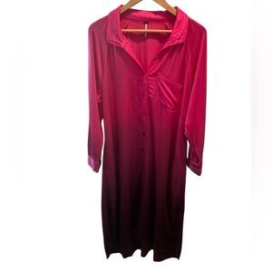 YFB Young Fabulous & Broke Pink Ombre Satin Button-Front Shirt Dress Size Medium